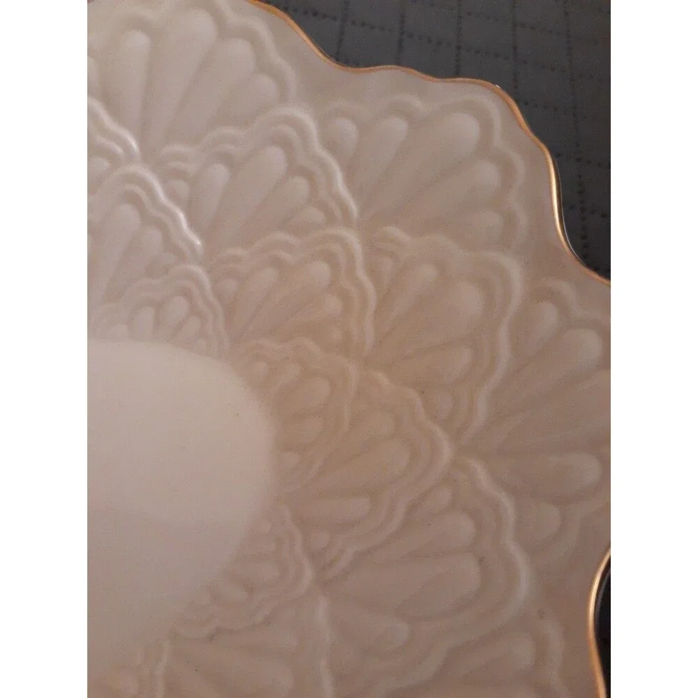 Lenox Jacquard Oval Serving Trinket Candy Dish Bowl White 9 1/2
